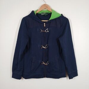 Ralph Lauren Jacket Women Medium Navy Cotton Blend Toggle Zip Preppy Sporty